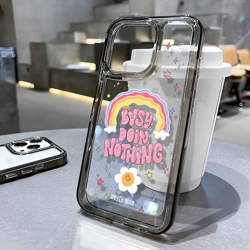 Ốp Điện Thoại Trong Suốt In Hình Hoa Và Cầu Vồng Cho iphone 14 Pro Max 13 11 12 7Plus X XR XS Max 8 7