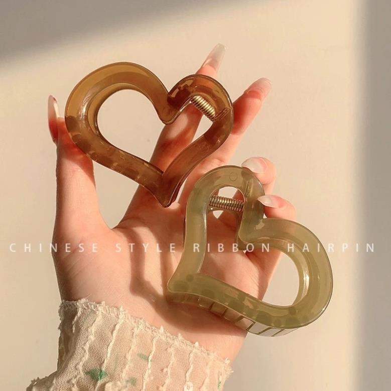 Kẹp Tóc Softie Trong Suốt Hình Trái Tim Phong Cách Hàn Quốc Thời Trang Siêu Hot