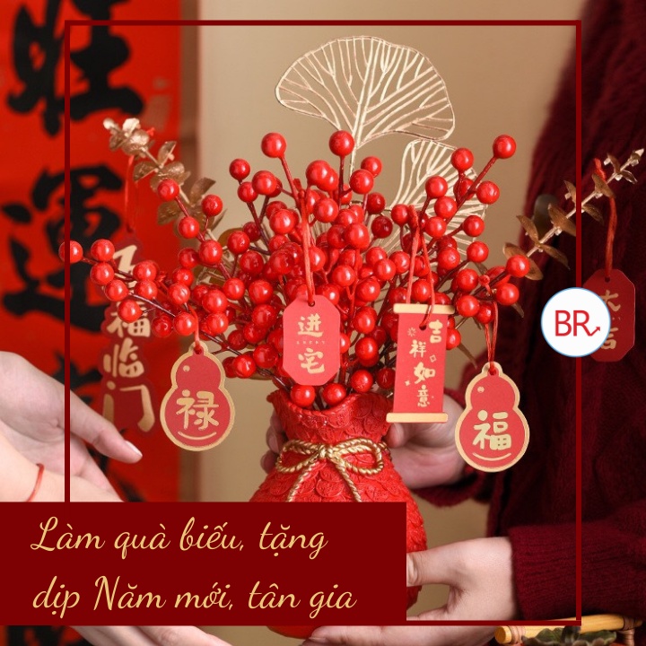 Cành rẻ quạt trang trí Tết tài lộc – Cành lá hoa vàng kim trang trí nhà cửa – 01742