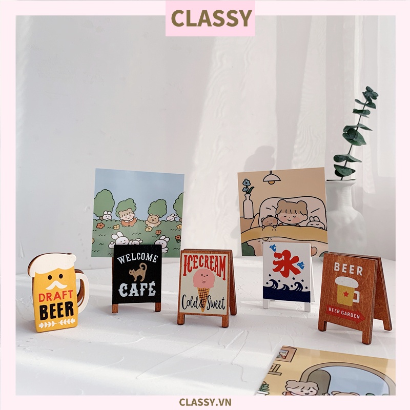 Kẹp Classy đỡ giấy Lưu ý để bàn trang trí, chất liệu gỗ, kích thước 4,2 * 6cm style vintage PK622