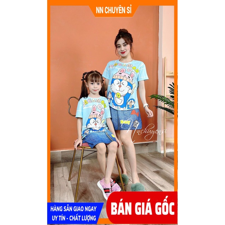 Set váy bé gái chất thun mềm mát in hình doremon pony hoạt hình dễ thương SVRBN FULL SIZE