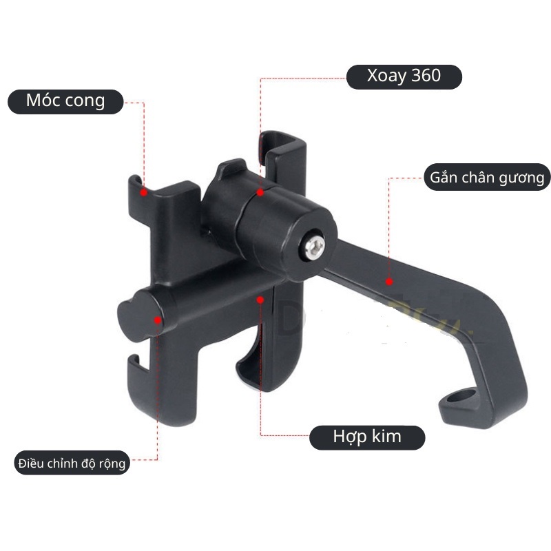Kẹp Điện Thoại Gắn Xe Máy K2 Bằng Thép Chống Rung, Chống Cướp Cực Chắc Chắn, cho xe công nghệ, shiper