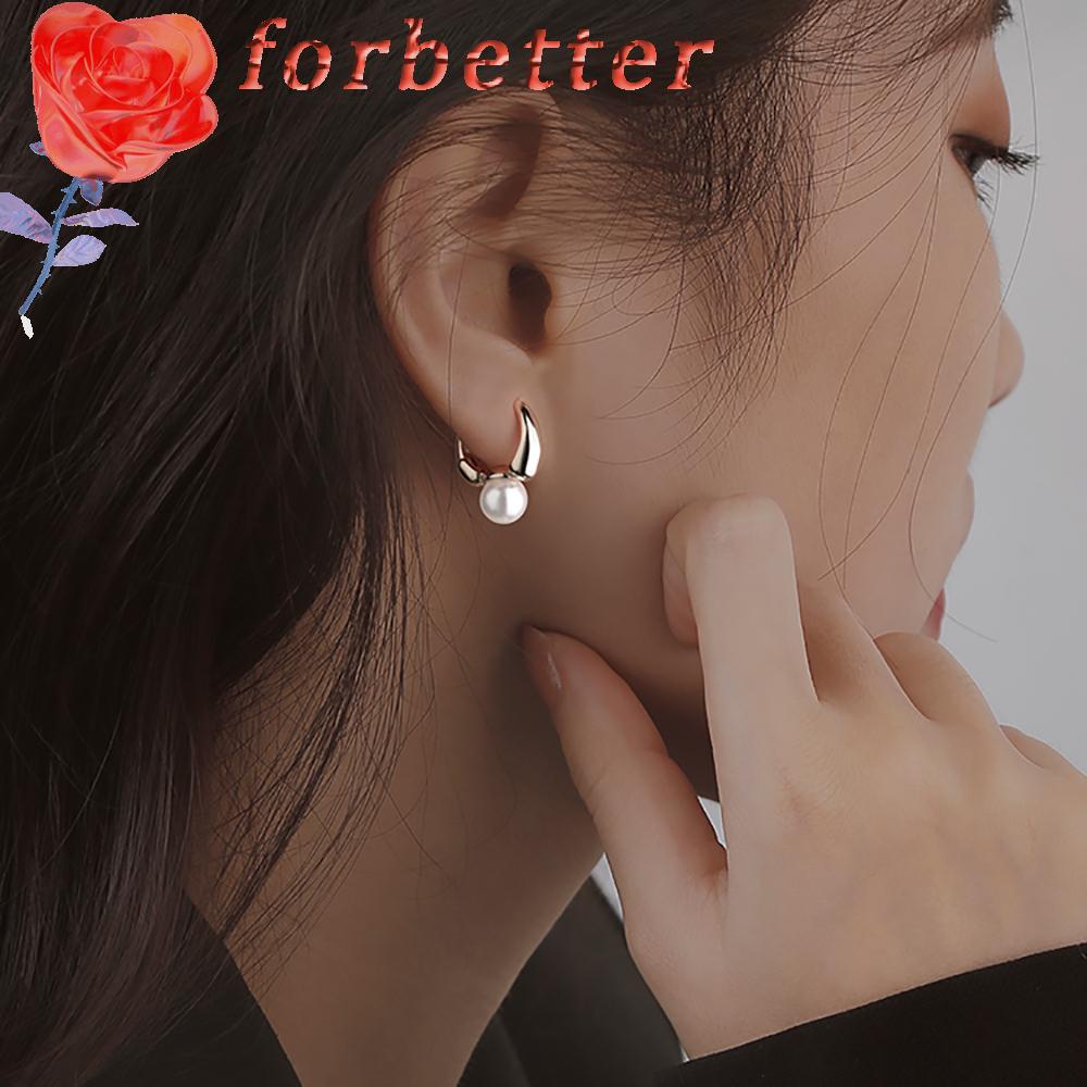 Bông tai hình tròn đính ngọc trai giả thời trang Hàn Quốc cho nữ