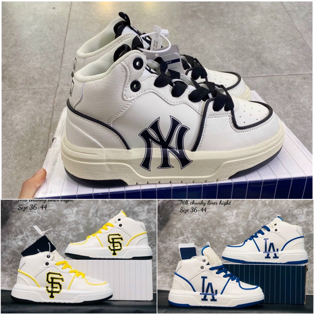 Giày NY MLB Liner Đen Cao Cổ Đế 5cm,Giày Sneaker Chunky các màu dành cho nam nữ full box bill-NT
