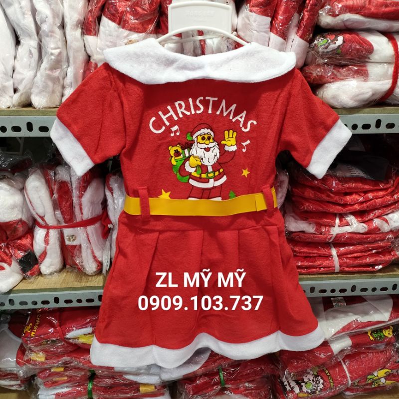 BÁN SỈ #VÁY #GIÁNG SINH, #BỘ #GIÁNG SINH CHO BÉ.CHẤT NỈ MỎNG. IN HÌNH ÔNG NOEL CỰC ĐẸP.