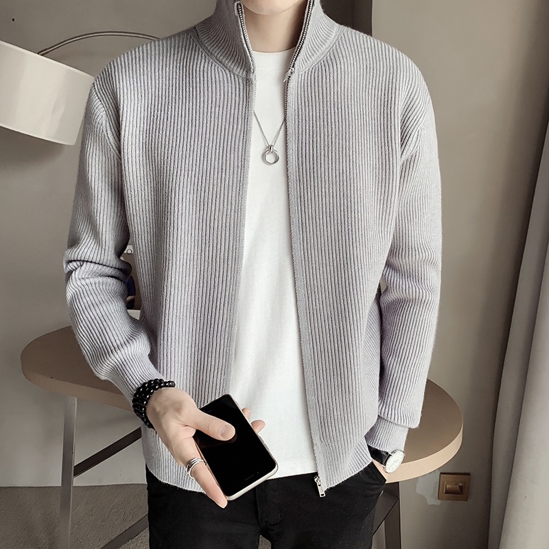 Áo Khoác Cardigan Cổ Đứng Phong Cách Hàn Quốc Thời Trang Thu Đông 2022 Cho Nam