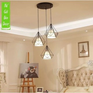 Combo Bộ thả 3 đèn thả kim cương D250 kèm bóng đèn