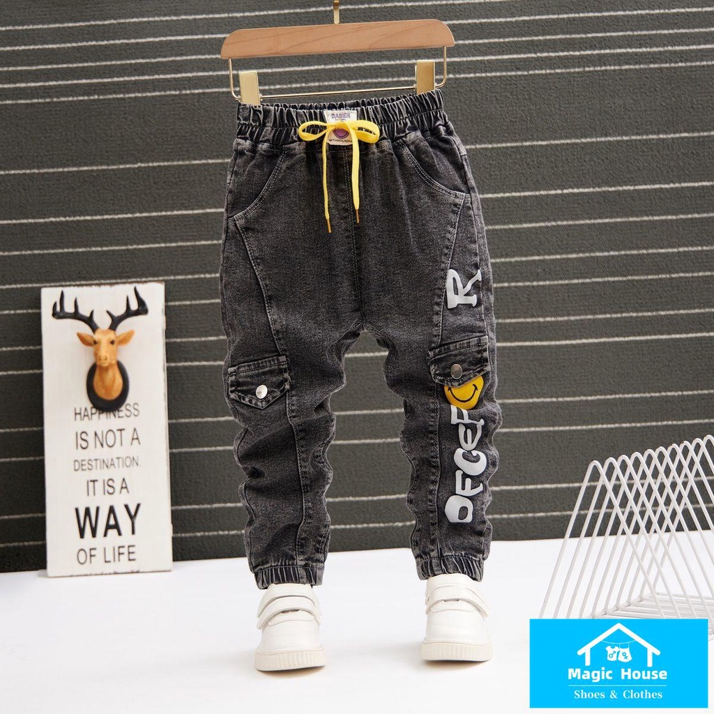 M & H ~  Quần Jean Dáng Ôm Phong Cách Thể Thao Thời Trang Thường Ngày Cho Bé Trai