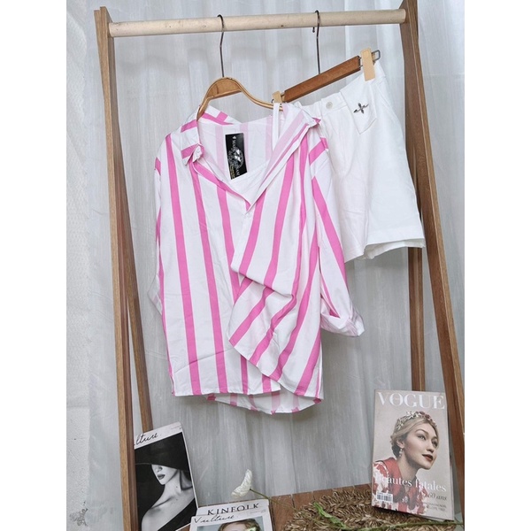 Sét 3 món sơ mi kẻ hồng TC6