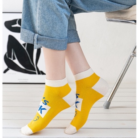 Vớ tất cổ ngắn It's OK vàng cam xanh