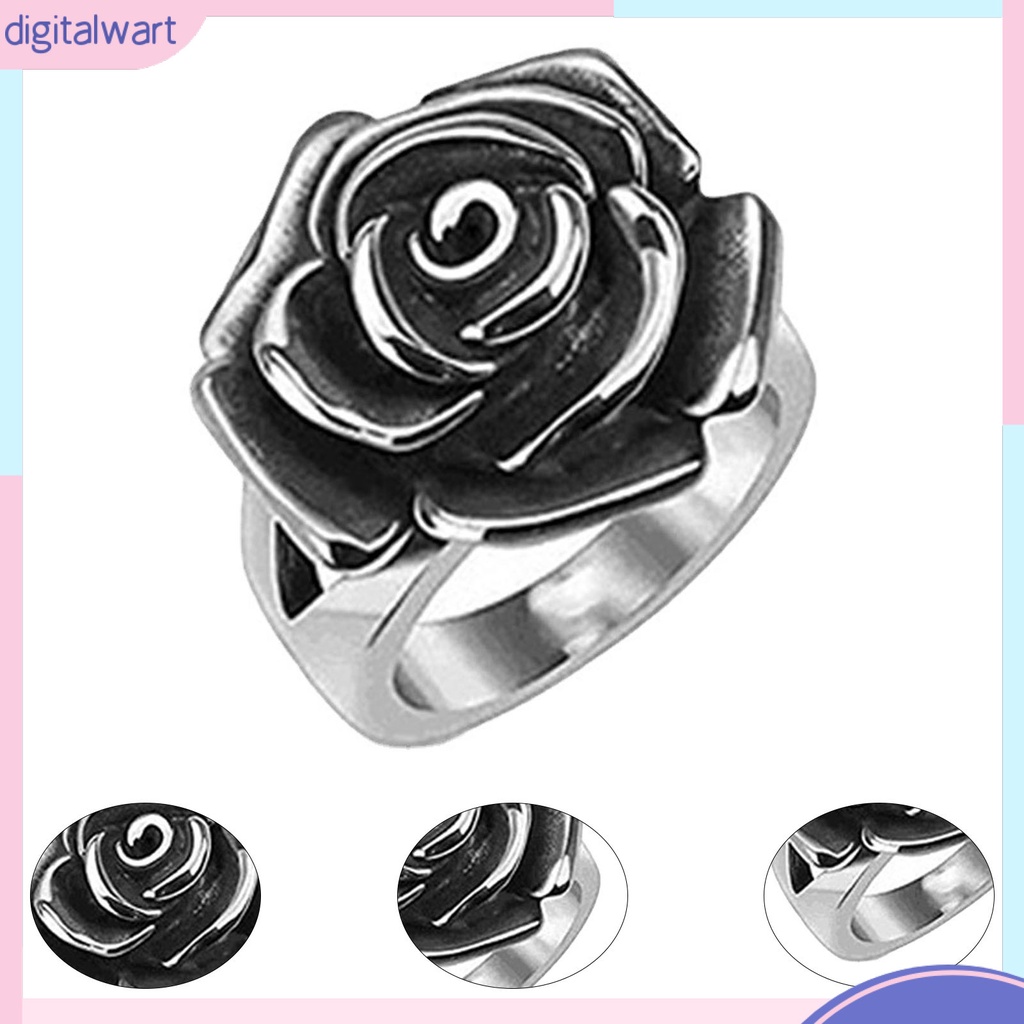 |Đào| Nhẫn Đính Hôn Bản Rộng Bằng Hợp Kim Màu Sắc Hoa Hồng Nở Cho Nữ