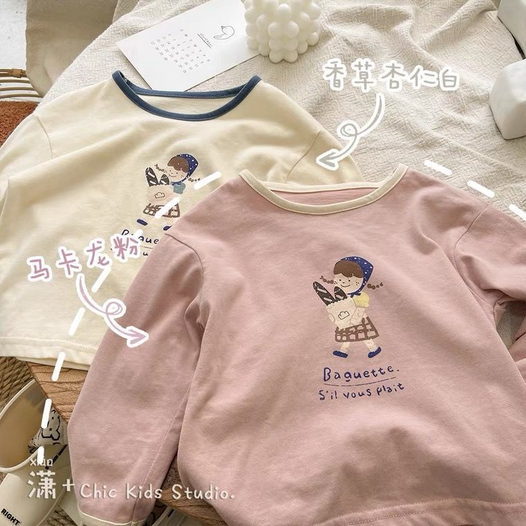 [Babycat] Hàng Có Sẵn Áo Thun Cotton Nguyên Chất Dài Tay Mềm Mại Thoải Mái Phong Cách Nhật Bản Hàn Quốc Mùa Xuân Thu Cho Bé Gái