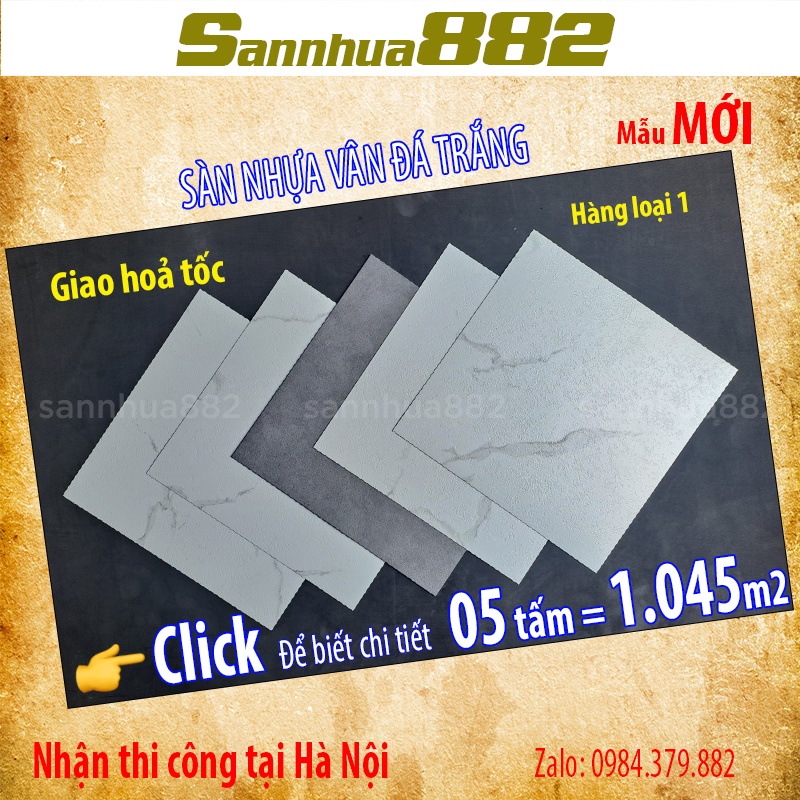 Sàn nhựa vân đá bóc dán sẵn keo tự dính nhựa nguyên sinh hàng loại 1 chống trơn chống xước