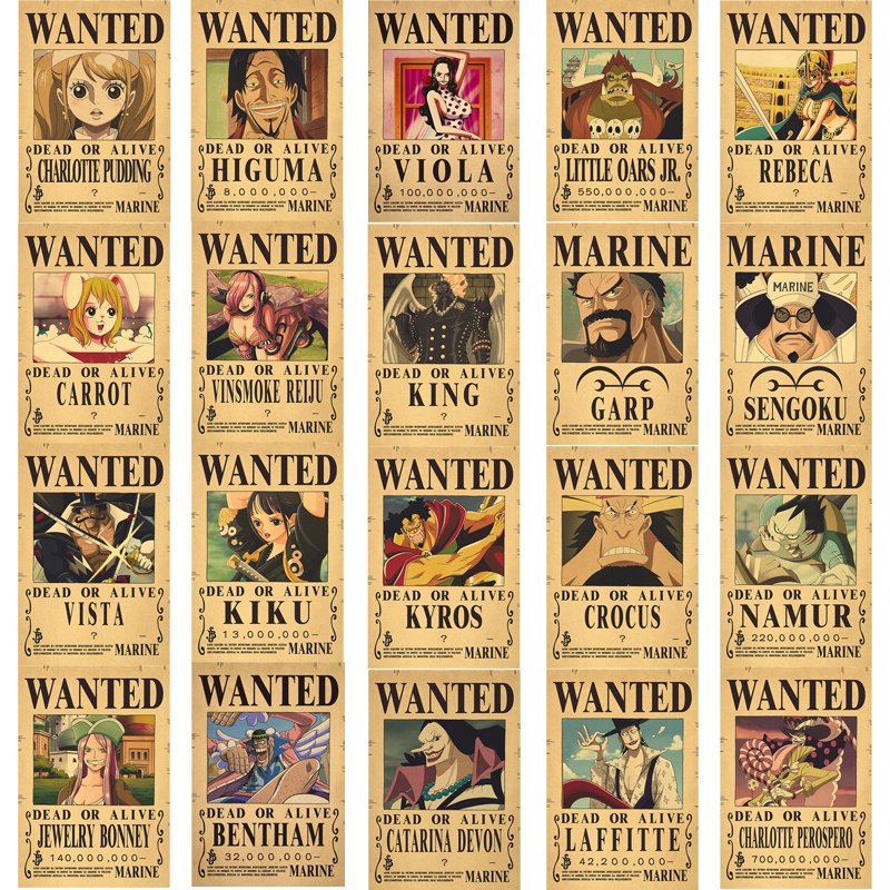 ONE PIECE Poster IZO ROCKS BECKMAN muốn Anime Chân dung gia đình Giấy kraft cổ điển Giấy dán tường t