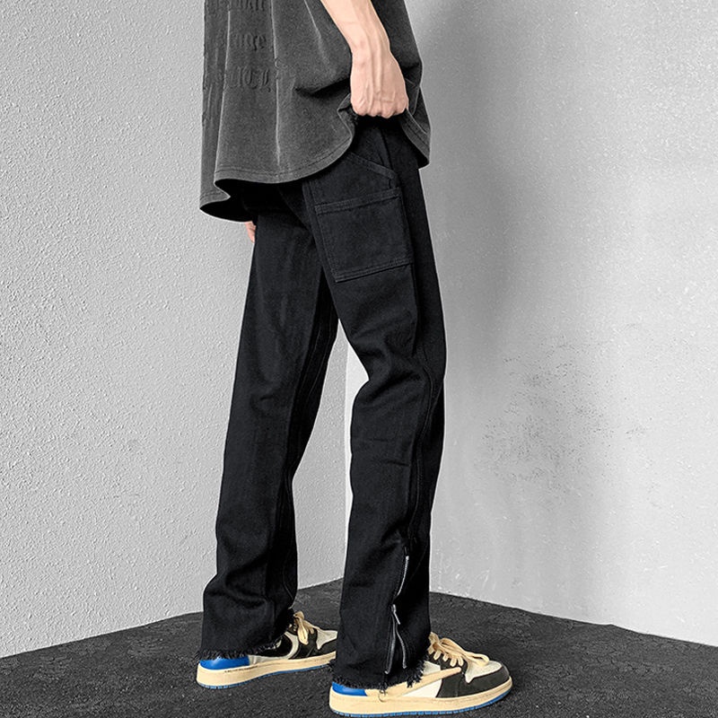Quần Jeans cotton Khóa Kéo Phong Cách Retro Đường Phố Mỹ Cho Nam