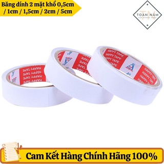 Băng dính 2 mặt khổ 0,5cm / 1cm / 1,5cm / 2cm / 5cm