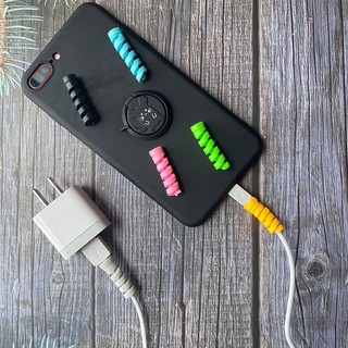 2 Cuộn Quấn Bảo Vệ Dây Cáp Sạc Bằng Silicon Cho IOS Android