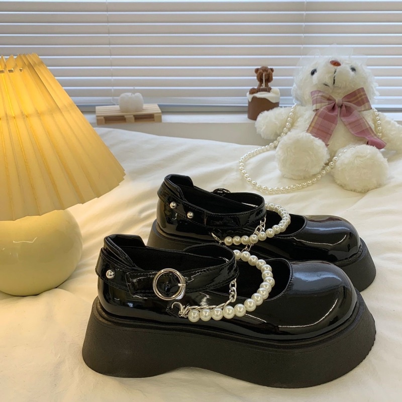 Giày Lolita Đế Dày Cao 5CM Quai Xích Ngọc