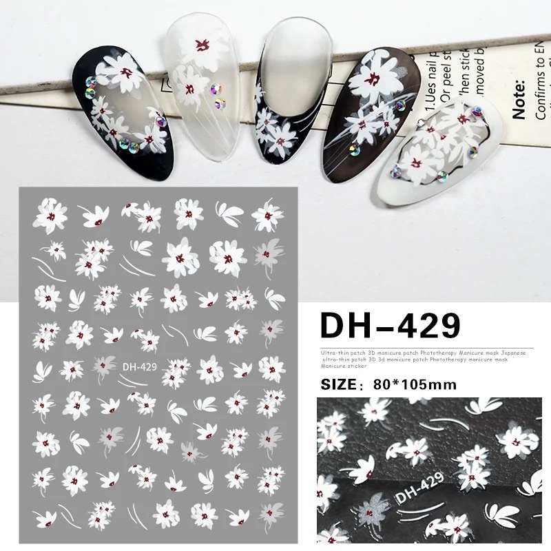 Sticker hoa Trắng trang trí móng siêu xinh