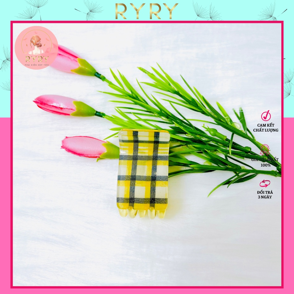 Kẹp Càng Cua 2 Da Sọc Caro Sang Chảnh Hàn Quốc Cho Nữ