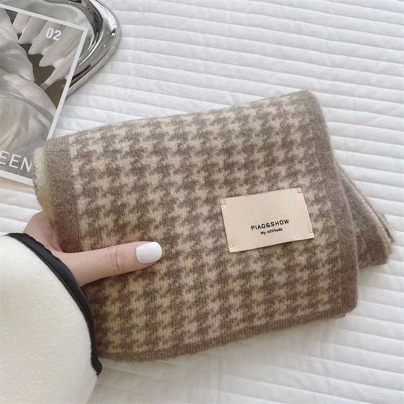 Khăn Choàng Cổ Dệt Kim Hai Mặt Phong Cách Hàn Quốc Cổ Điển Thời Trang Thu Đông Ấm Áp Dễ Phối Đồ Cho Nữ