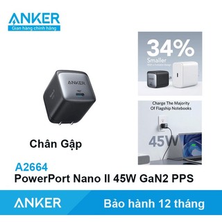 Củ sạc anker 45w nano ii gan thế hệ 2 - a2664 sạc nhanh pd 20w siêu nhanh 25w pps ankershop