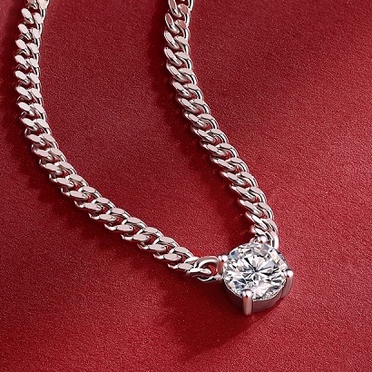 Kim Cương Nhân Tạo Moissanite Dây chuyền nam và nữ general s925 bạc Cuba chuỗi (6mm)0,8 carat D màu mosantstone có thể kiểm tra bút chì khoan giấy chứng nhận