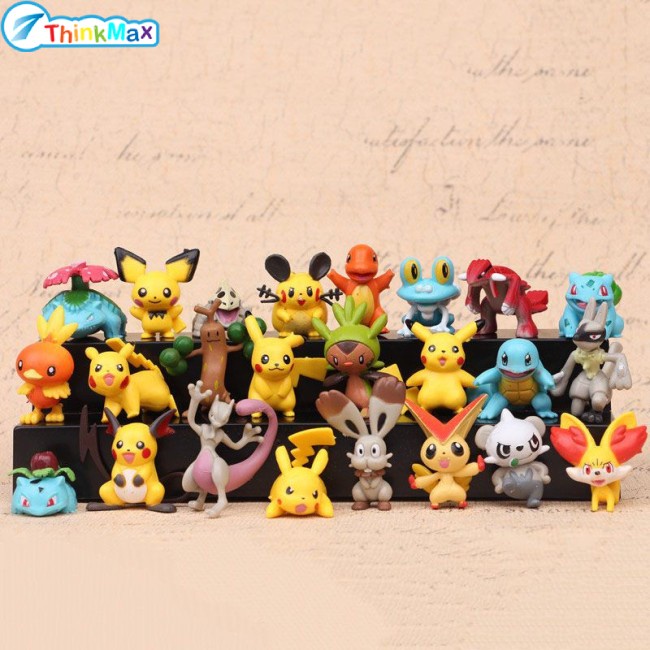 Thinkmax Set 24 mô hình đồ chơi THINKMAX nhân vật hoạt hình Pokemon dễ thương để trưng bày trang trí 2-3cm
