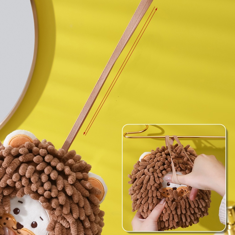 Khăn lau tay hình sư tử chất liệu vải Microfiber mềm mại siêu thấm hút