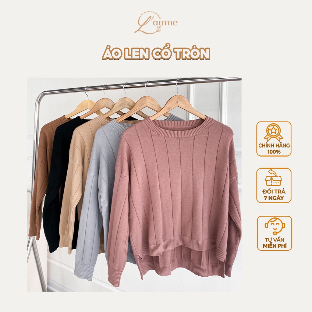 Áo len bầu cổ tròn chất liệu len dệt mềm mịm, không hề dặm ngứa sản phẩm của LAMME
