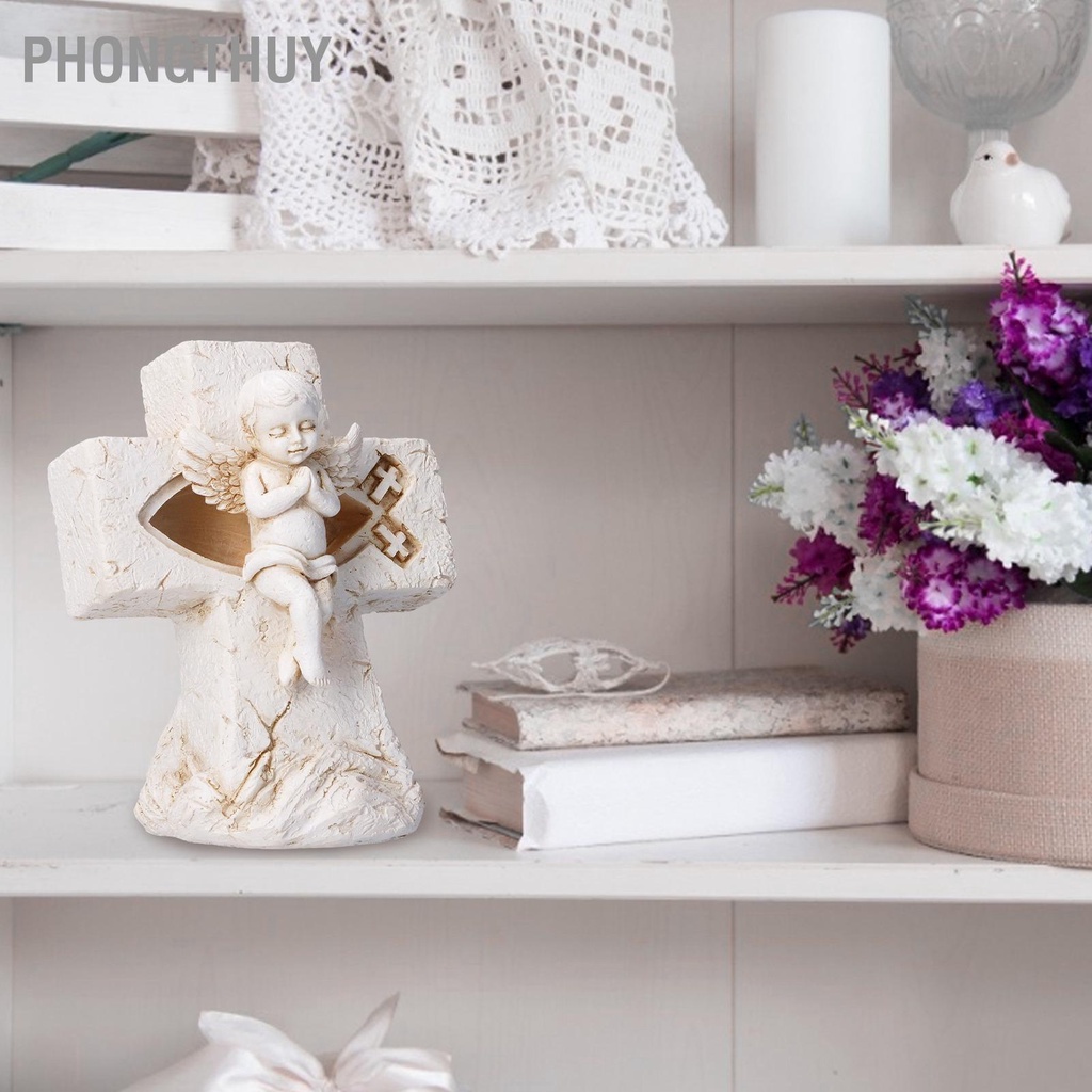 PhongThuy Tượng thiên thần Thiết kế rỗng Ngoại hình dễ thương Thân thiện với môi trường Nhựa Ánh sáng Điêu khắc Chúa giáng sinh để trang trí Quà tặng