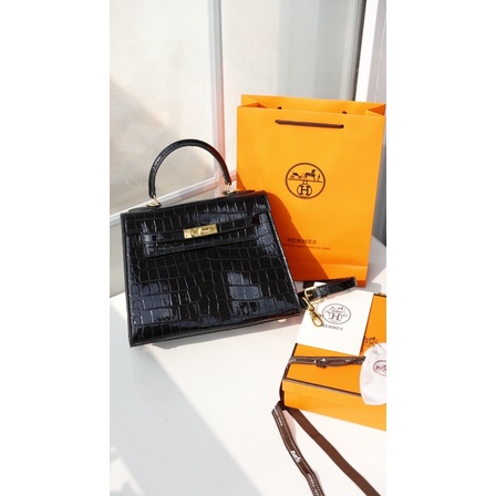 Túi quai xách Hermes Kelly Cro fullbox form chuẩn tag da