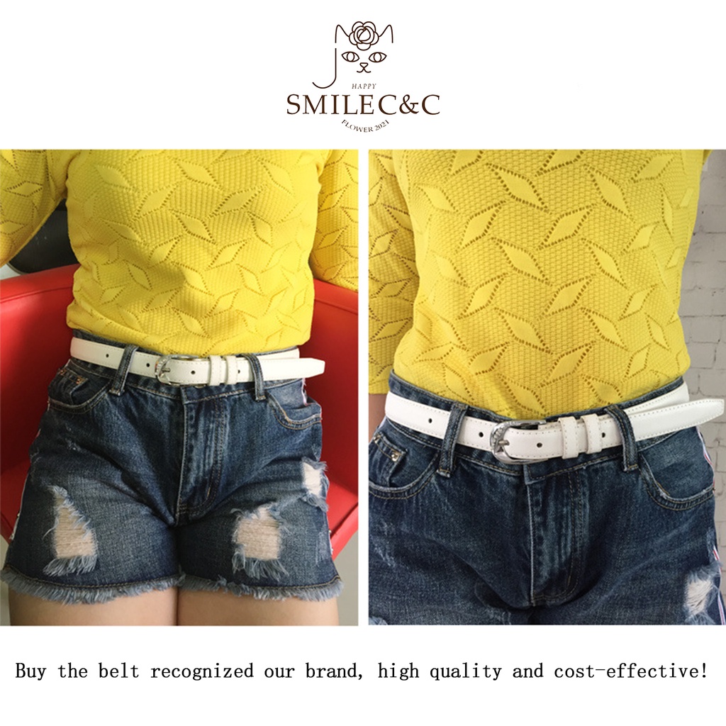 SmileFairyCC【COD &amp; Hàng Có Sẵn】Thắt Lưng Da Mặt Cười Đơn Giản Thời Trang Hàn Quốc