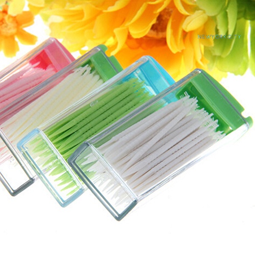 Hộp 50 Tăm Xỉa Răng Bằng Nhựa Màu Xanh Lá Cây Không Mùi