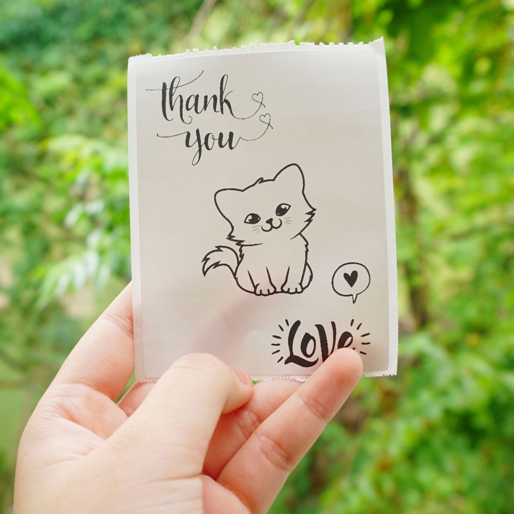 Tem dán cảm ơn thông tin đơn hàng có sẵn keo dán hộp túi niêm phong