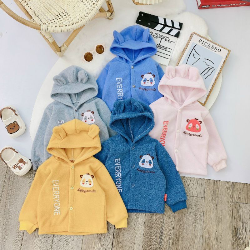 Áo Khoác Nỉ Bông Sơ Sinh Có Mũ Mềm Ấm Cho Bé 3-12KG
