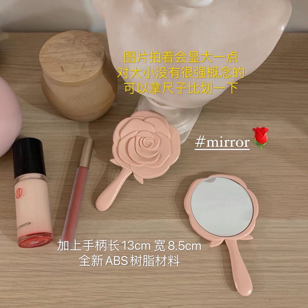 Gương Trang Điểm Cầm Tay Mini VOC9 Họa Tiết Hoa Hồng Xinh Xắn