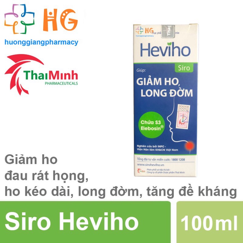 Siro Heviho - Hỗ trợ giảm ho, đau rát họng, long đờm (Chai 100ml) -Chính Hãng