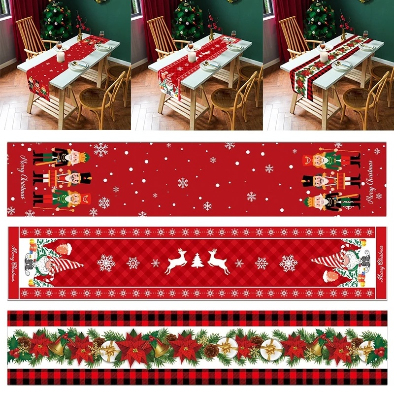 Khăn Trải Bàn Họa Tiết Giáng Sinh / Hoa Tuyết / Người Lính / Cây Thông / Hoa Tuyết / Lá Cờ Mỹ Nghệ Trang Trí Bàn Ăn / Tiệc Giáng Sinh