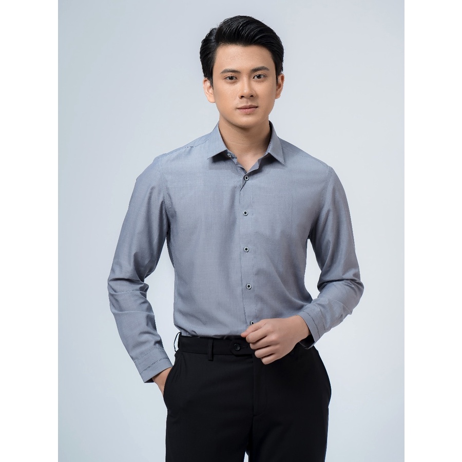 OWEN - Áo sơ mi dài tay Owen Slimfit chất sợi sen mềm mát màu xám trơn 220082