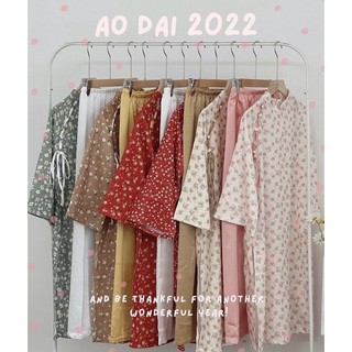 Áo Dài Tết Hoa Nhí Kèm Quần Suông, Áo Dài Cách Tân Sườn Xám Tết 2023