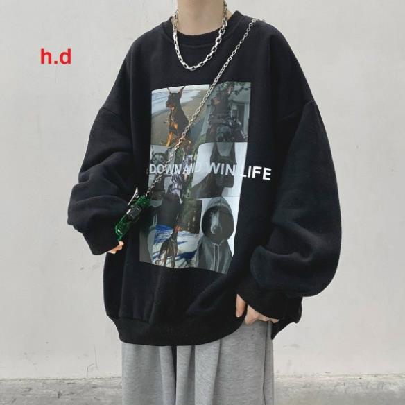 Áo Sweater DOWNAND Unisex nam nữ tay lỡ Oversize form rộngThời trang Thu đông ấm áp, nỉ cotton ko bai xù, ấm áp