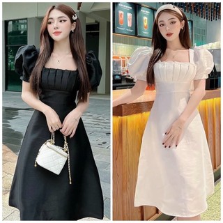 Đầm dự tiệc, váy tiểu thư, váy vintage cổ xếp dây sau 2 màu