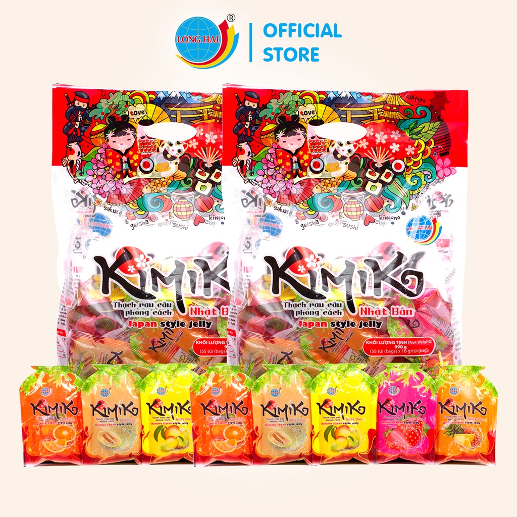 Combo 2 túi Thạch Rau Câu Long Hải Phong Cách Nhật Bản Kimiko Túi 990 G