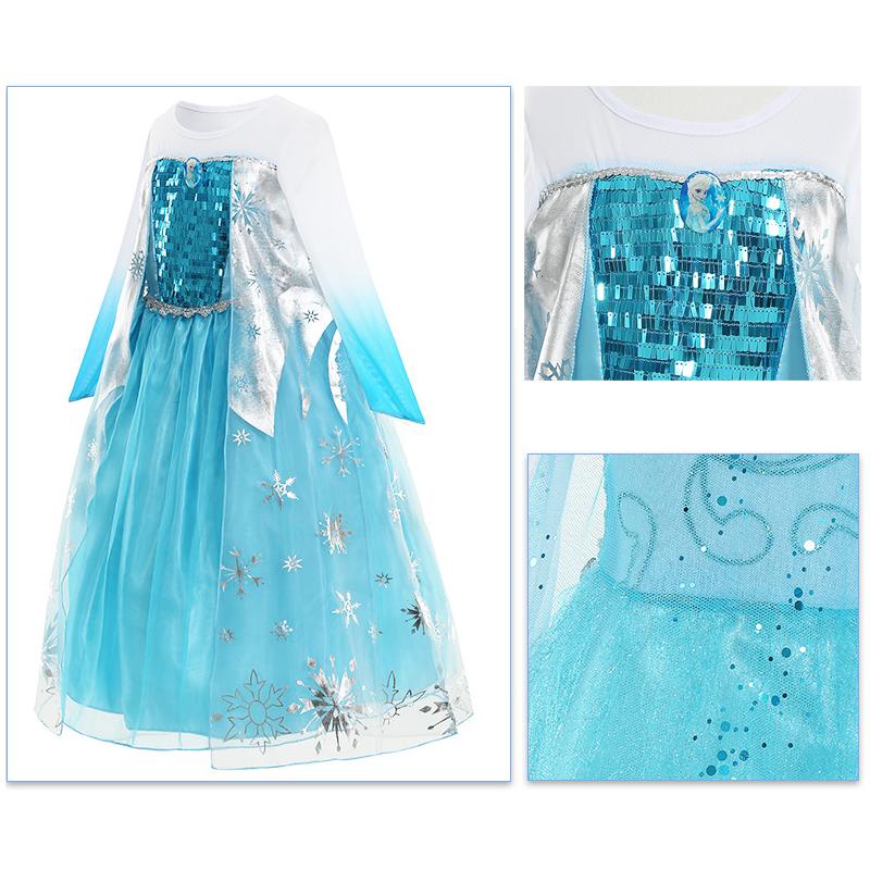 Đầm Công Chúa Elsa Phối Lưới Đính Kim Sa Kèm Túi Áo Choàng Thời Trang Cho Bé Gái