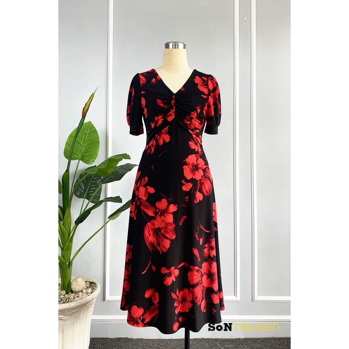 Đầm trung niên thun Hàn Quốc đẹp Thời trang Sơn Nguyễn 32801