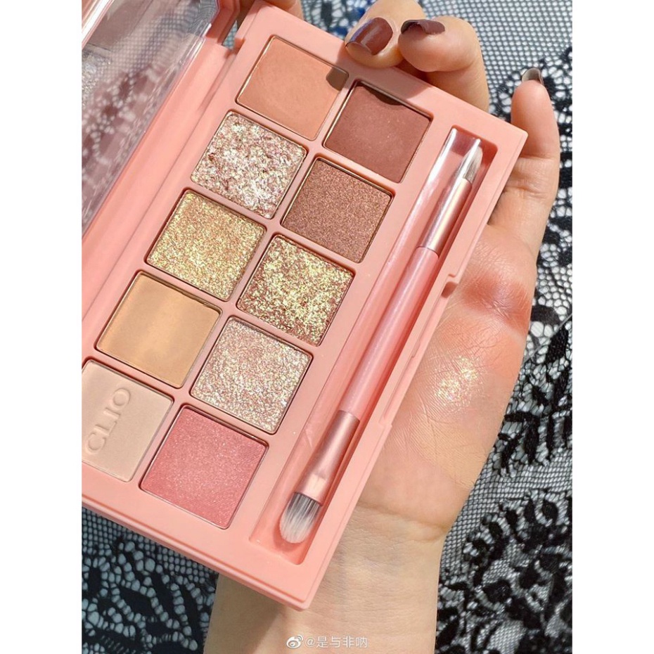 Bảng phấn mắt Clio Pro Eye Palette 10 mắt lì nhũ xinh, bám màu siêu tốt chính hãng Halomi TRANCI