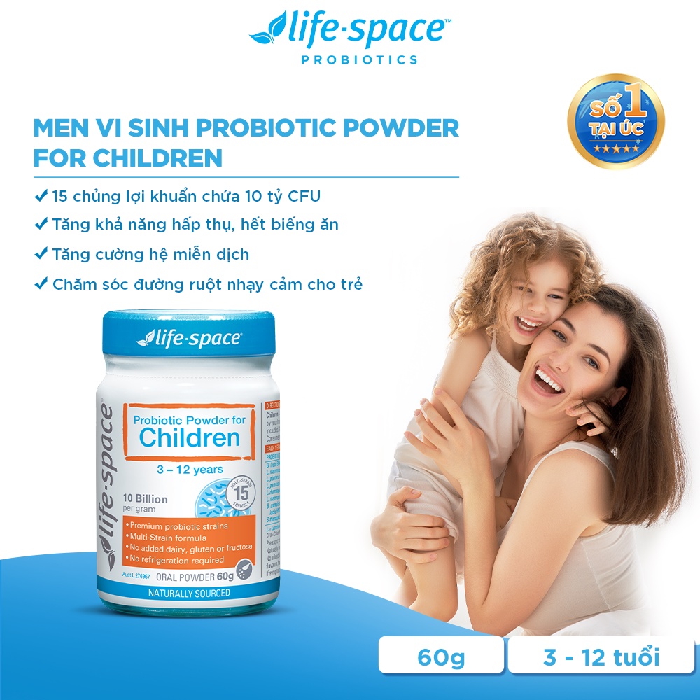 Men vi sinh Life Space Probiotic Power for Children dành cho bé 3 - 12 tuổi 60g/40g