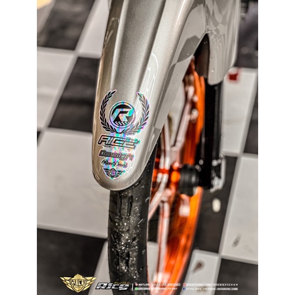 Tem Dán Dè Xe Máy Rice Trắng , Đen , Đỏ , Xanh... RICEDECAL®️