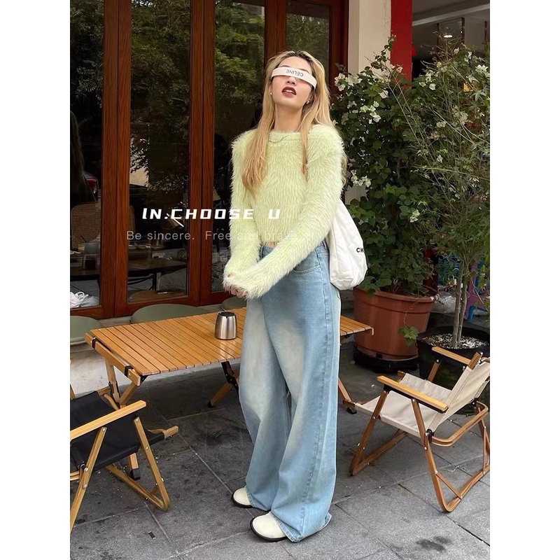 Áo Sweater Lông Chồn Màu Đen Dáng Ngắn Thời Trang Thu Đông 2022 Dành Cho Nữ